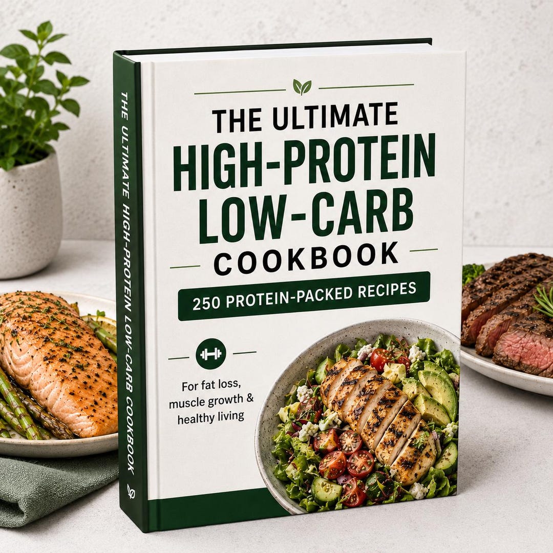 High-Protein Low-Carb Cookbook, 250 Recipes, Meal Plan (Digital Download)