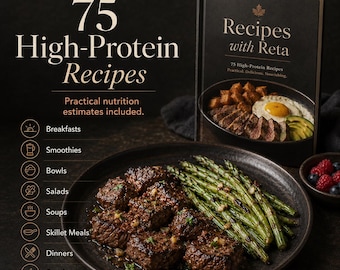 Recipes with Reta: High Protein Cookbook & Meal Planner Bundle, 75 Recipes, Interactive PDF, Printable + Fillable, Instant Download