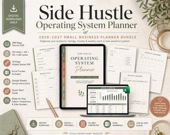 Small Business Planner 2026-2027 Bundle, Etsy Seller Digital Organizer (PDF, Excel)