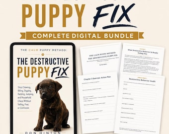 The Destructive Puppy Fix Bundle, Puppy Training Guide PDF, Stop Chewing Biting Barking Digging Jumping, Printable Dog Behavior Workbook