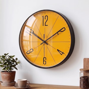 Orologio da parete Nordic Orange – Moderno, minimalista, silenzioso al quarzo, rotondo, in stile scandinavo, ideale per decorare soggiorno, cucina e ufficio.