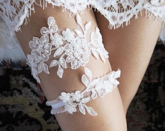 Wedding Garter Set Bridal Garter Belt - Keepsake Garter Toss Garter - Flower Lace Garter Garters - Vintage Garter Bridal Shower Gift