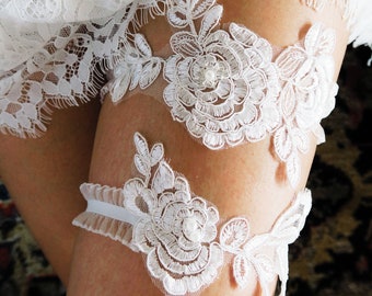 Wedding Garter Set Bridal Garter - Lace Garter Vintage Garter Bridal Shower Gift Garter Set Wedding Gift for Bride