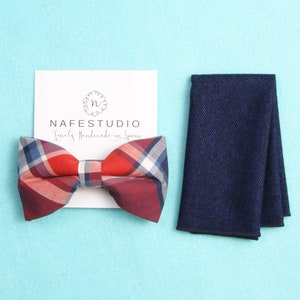 Mens Bow Tie Pre-tied Bow Tie For Men Navy Blue Bow Tie Red Bow Tie - Boho Wedding Handmade Mens Gift - Gift For Groom Gift To Father
