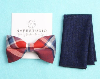 Mens Bow Tie Pre-tied Bow Tie For Men Navy Blue Bow Tie Red Bow Tie - Boho Wedding Handmade Mens Gift - Gift For Groom Gift To Father