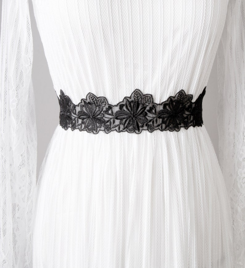 Black Ribbon Lace Sash Belt Wedding Sash Belt Bridal Sash Etsy