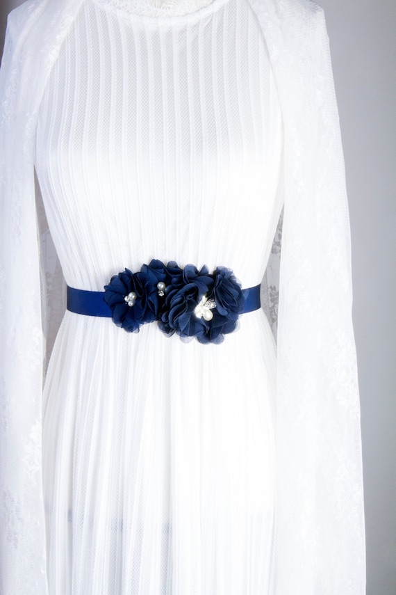 navy blue sash belt
