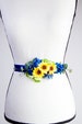 Sunflowers Wedding Dress Sashes Belts Bridal Sash Belt - Royal Blue Green Sunflower Sash Belt - Rustic Boho Something Blue 