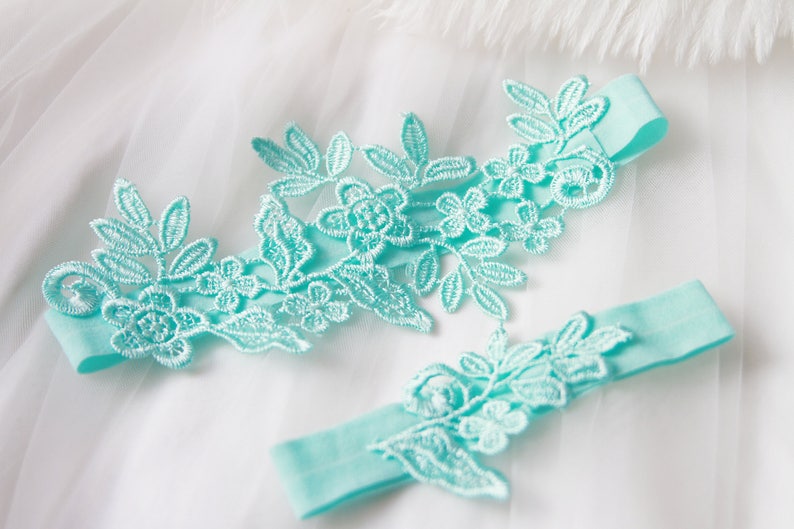 Wedding Garter Set Bridal Garter Belt Aqua Blue Garter Belt Etsy