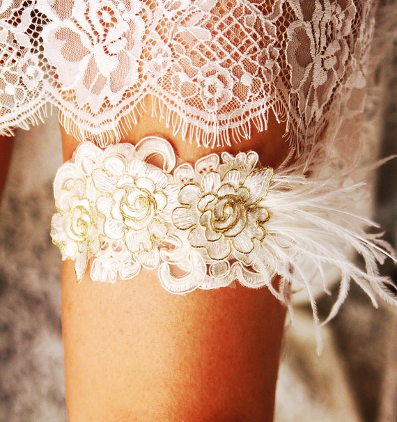 Bridal Garter Wedding Garter Belt Luxury Ostrich Feather Garter