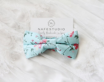Men's Bow Tie Pre-tied Bow Tie For Men - Wedding Groom Bow Tie - Blue Floral Bow tie Handmade Mens Gift Wedding Gift