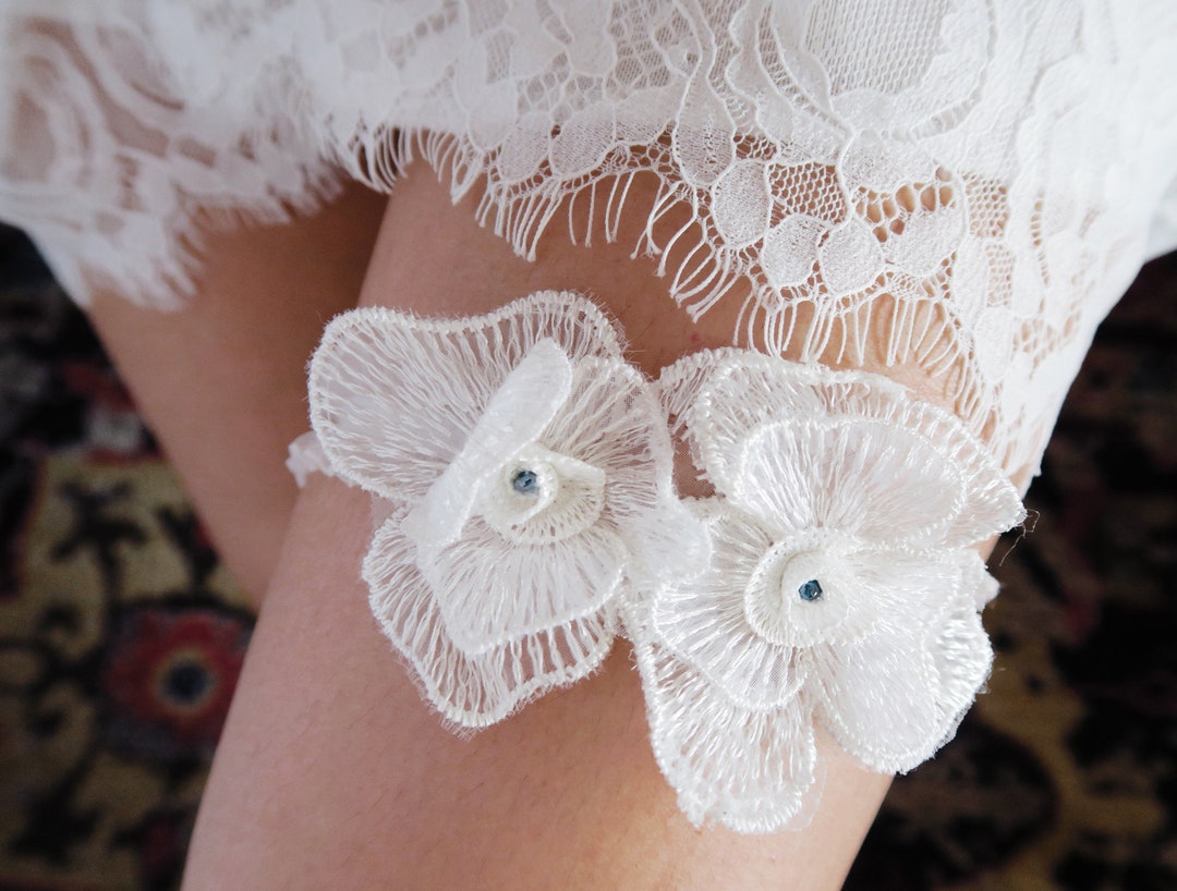 Bridal Garter Wedding Garter Belt Navy Blue Garter Belt Rustic Bridal