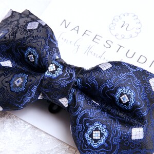 Men's Bow Tie Pre-tied Bow Tie For Men Navy Blue Bow Tie Mens Gift Wedding Gift For Groom Gift For Father image 3