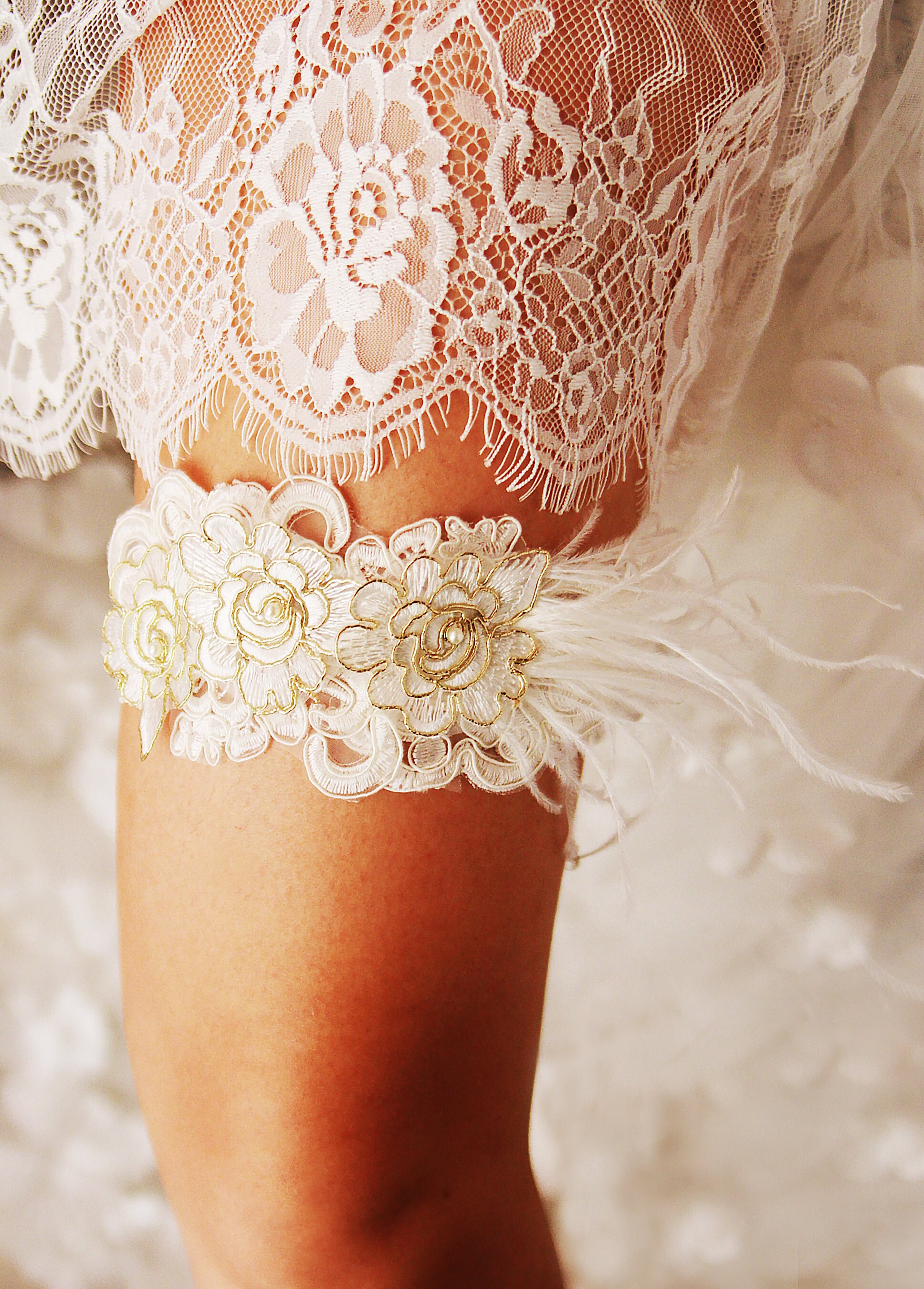 Bridal Garter Wedding Garter Belt Luxury Ostrich Feather Etsy