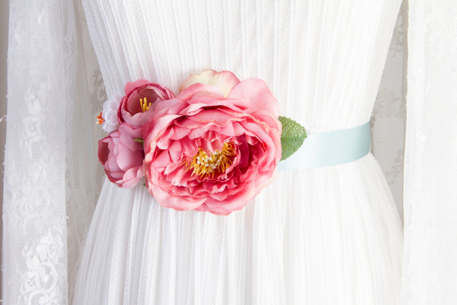 Bridal Flower Sash Belt Wedding Dress Sashes Belts Coral | Etsy