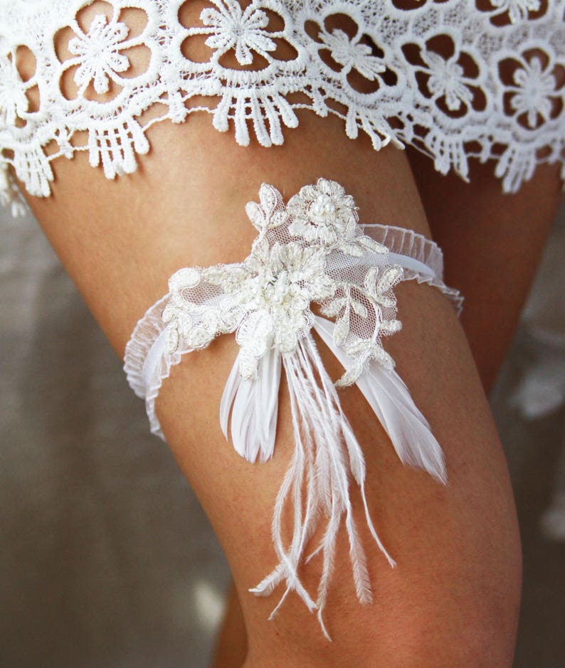 Bridal Garter Wedding Garter Belt Luxury Ostrich Feather Etsy