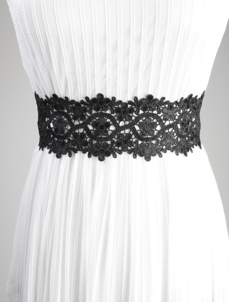 black wedding dress belt