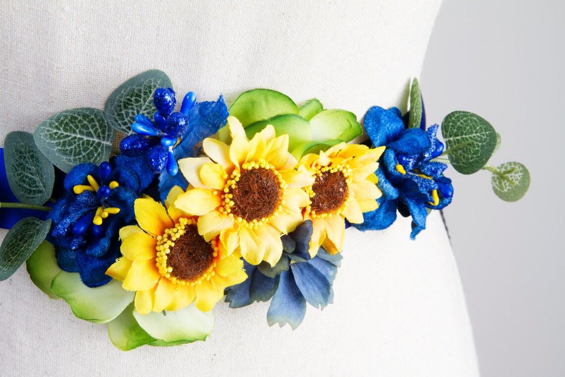 Sunflowers Wedding Dress Sashes Belts Bridal Sash Belt Royal Etsy