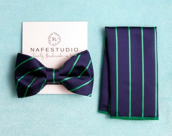 Mens Bow Tie Pre-tied Bow Tie For Men - Blue Bow Tie Green - Mens Gift Wedding Gifts For Groom Groomsmen