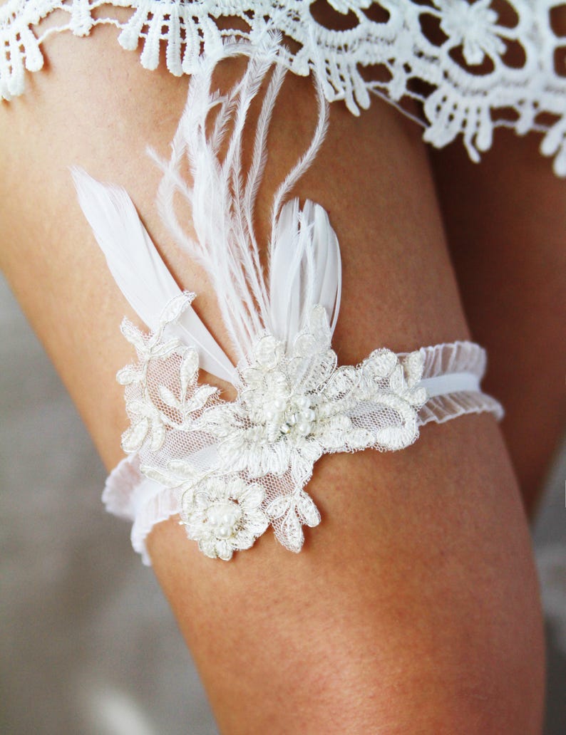 Bridal Garter Wedding Garter Belt Luxury Ostrich Feather Etsy Canada