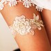Bridal Garter Wedding Garter Bridal Lace Garter - Soft White / Ivory /Antique White & Gold Golden Rose Flower Bohemian Wedding Garter Gold 