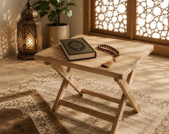 Modern Rehal for Quran Reading | Foldable Wooden Islamic Table for Home and Mosque