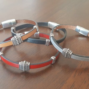 Leather Bracelets for Woman, bangle Leather magnetic leather simple bracelet black bracelet leather  best gift for woman