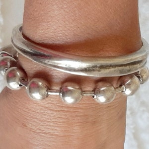 silver bracelet for women chunky balls 10mm round silver plated cuff bracelet silver bangle pewter silver plated 2 microns unique Set 2 Balls/Bangle