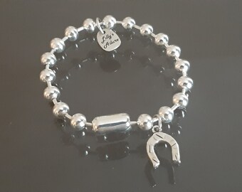 stackable sterling Silver Plated Ball Chain Bracelet: Horseshoe Charm