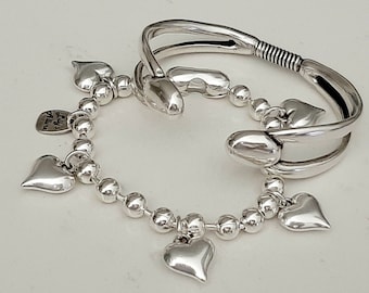 Sterling Silver Plated Ball Bracelet with Cuff: Elegant Everyday Jewelry