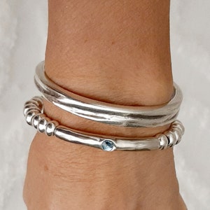 Silver bangle for woman open bangle adjustable best gift for woman easy closure  can wear together or as a single piece