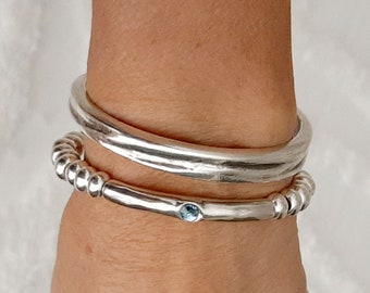 Silver bangle for woman open bangle adjustable best gift for woman easy closure  can wear together or as a single piece