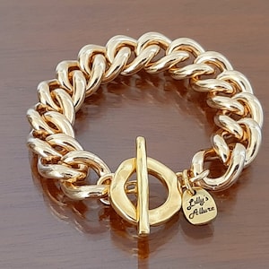 Chunky Gold Plated Chain Bracelet: Toggle Clasp, Bold Link