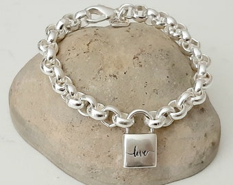 silver bracelet for woman chain padlock unique design sterling silver plated  elegant everyday bracelet best gift for girlfriend large sizes