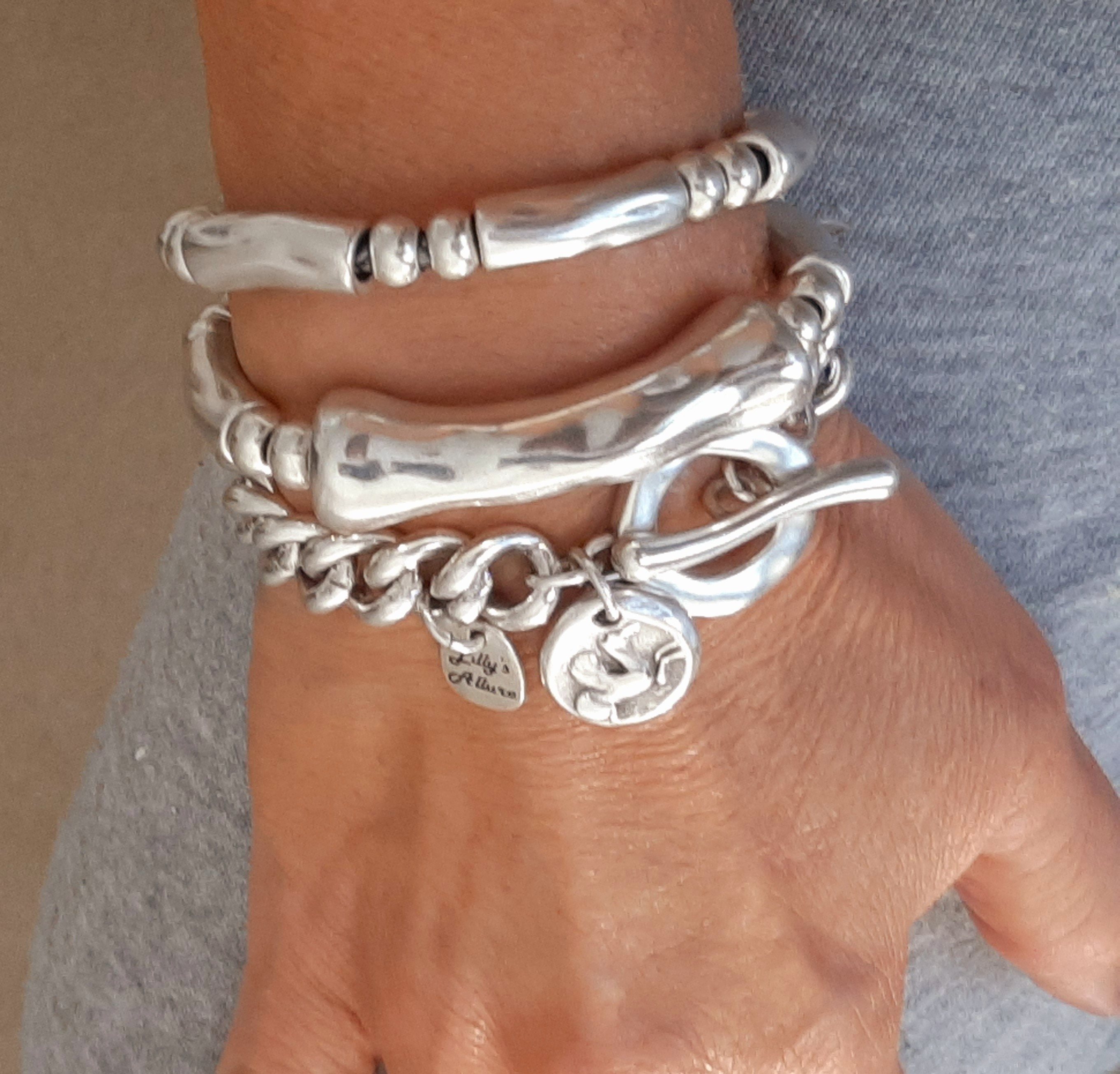 Ania Haie Silver Arrow Link Chunky Chain Two-Tone Bracelets