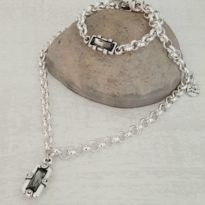necklace and bracelet set silver Swarovski crystal black diamond very unique design easy lobster claw closure perfect gift for woman