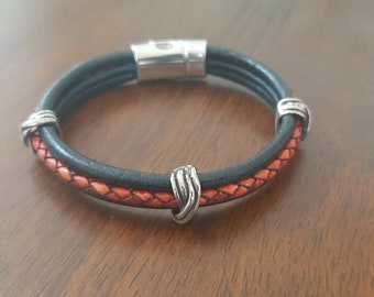 Leather Bracelet for Man, Men's Leather Bracelet, Men's Wrap Bracelet, Man Bracelet, Magnetic Clasp Bracelet, Boho Leather  valentine's day