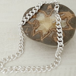 Sterling Silver Plated Curb Chain Necklace: Tarnish Resistant, 16/18 Inch