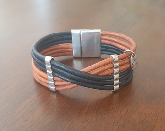 Cuff Bracelet leather banded stron clasp best gift for valentines.