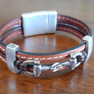 Equestrian Leather Bracelet: Snaffle Bit Horse Lover Jewelry