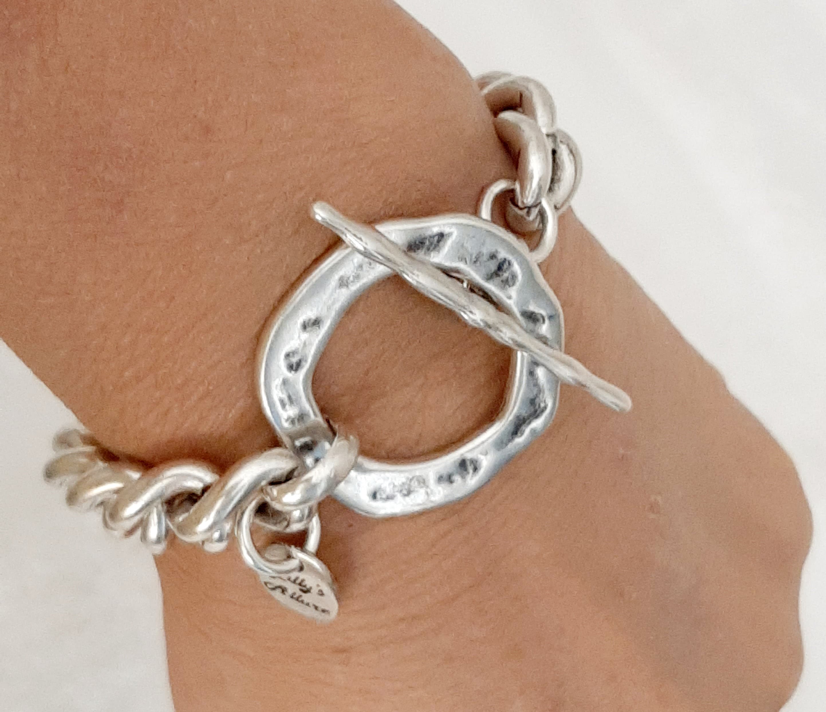 Silver Bracelet for Woman Large Toggle Bracelet Chunky Chain