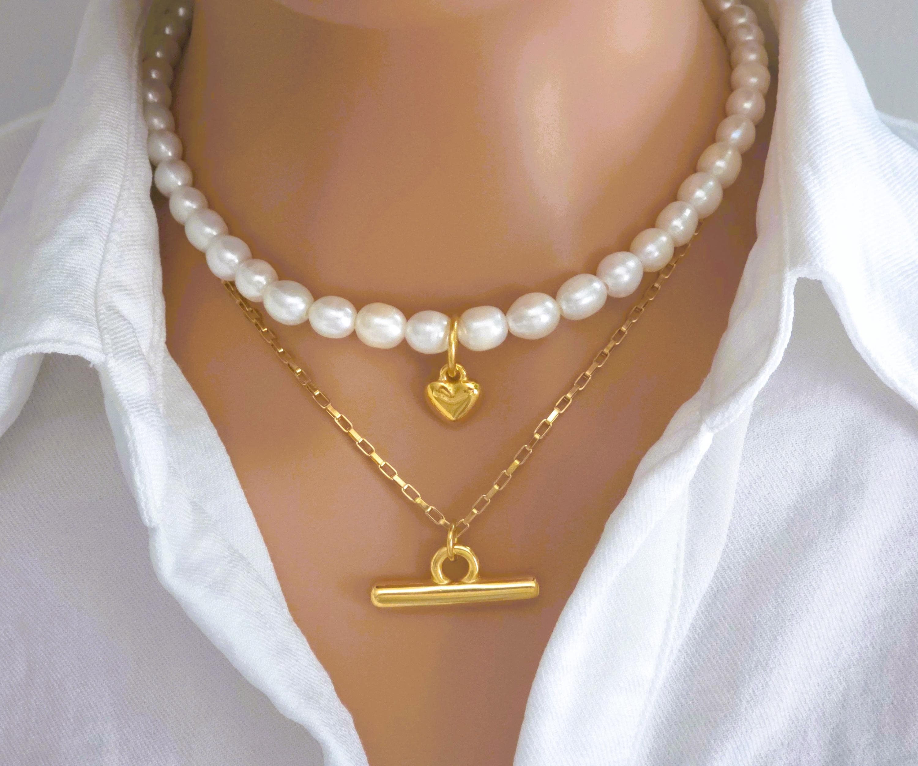 Pearl Gold Chain Necklace Sets - Etsy