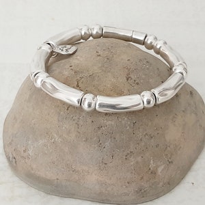silver bangle for woman bone style tubes silver plated unique design very secure closure best gift for woman statement bracelet