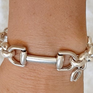 Equestrian Bracelet for Woman Rolo 9mm Round Sterling Silver