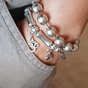stackable sterling Silver Plated Charm Bracelet: Chunky Ball, Unique