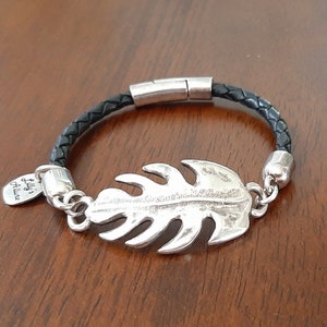 leather bracelet for woman black leather bracelet Leather Bracelet woman bracelet boho bracelet magnetic leather bracelet cuff bracelet
