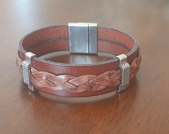 boho cuff magnetic  bracelet for man  leather unisex bracelet  magnetic bracelet magnetic leather bracelet black bracelet boho bracelet