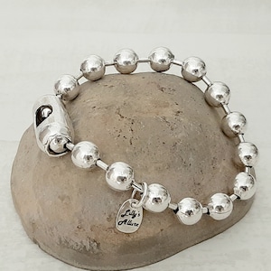 chunky silver bracelet ball bracelet for woman silver plated 10mm round high quality large balls bracelet  follow instructions for size