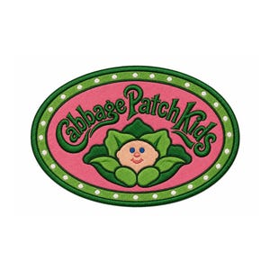 Cabbage Patch Kids Embroidered Patch – Pink Oval Baby Doll Design