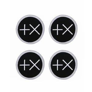 Écusson brodé Positive Time + X – Lot de 4 écussons thermocollants symboles minimalistes
